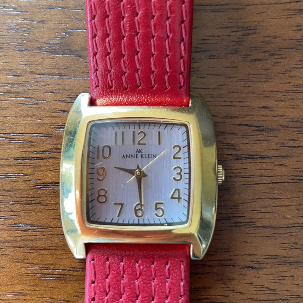Anne Klein Red Leather Quartz Watch